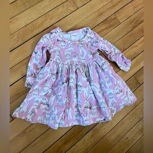 Hanna Andersson Easter pink long sleeve‎ bunny infant girls dress